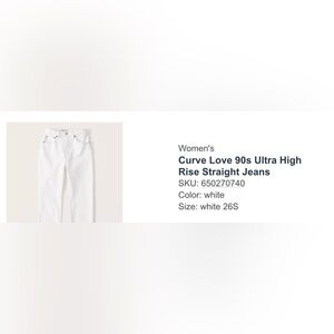 Abercrombie & Fitch Curve Love 90s Striaght Ultra High Rise size 26S